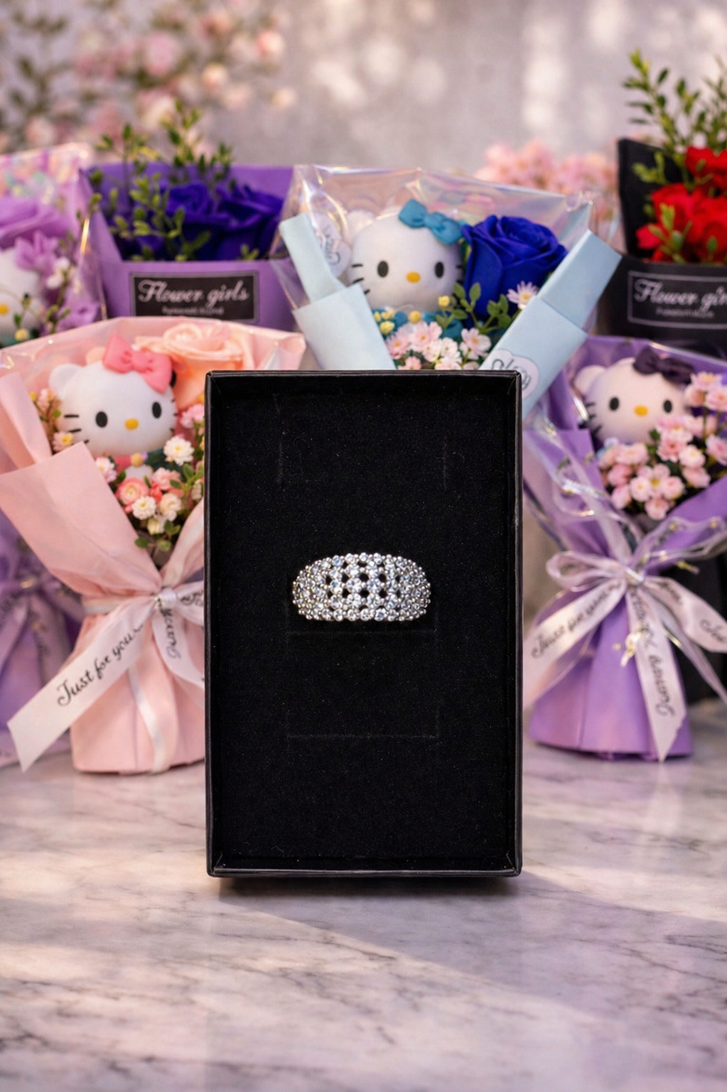Aries 925 versilberter Ring + Gratis Rosenstrauß
