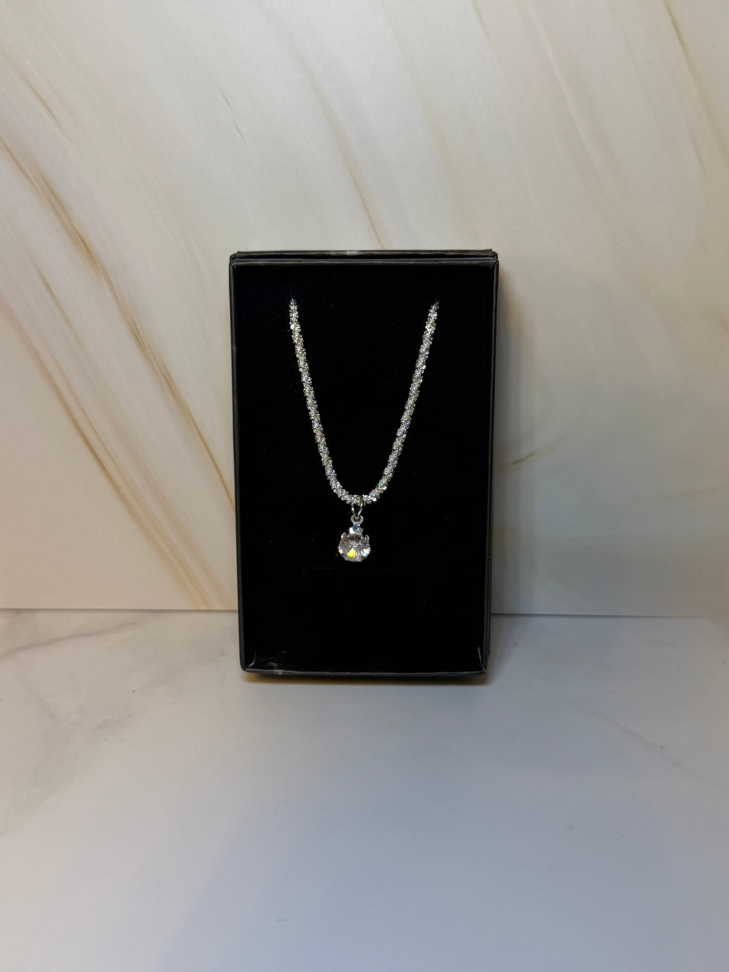 Crystal 925 Silberkette + Gratis Rosenstrauß