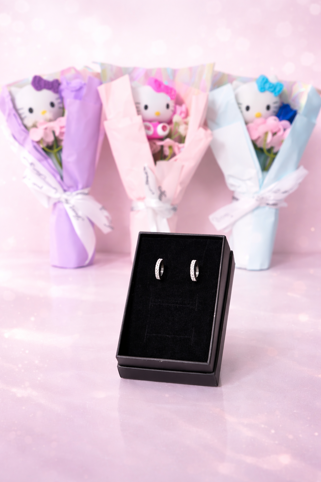 Lunara 925 Ohrringe mit Zirkonia + Gratis Rosenstrauß