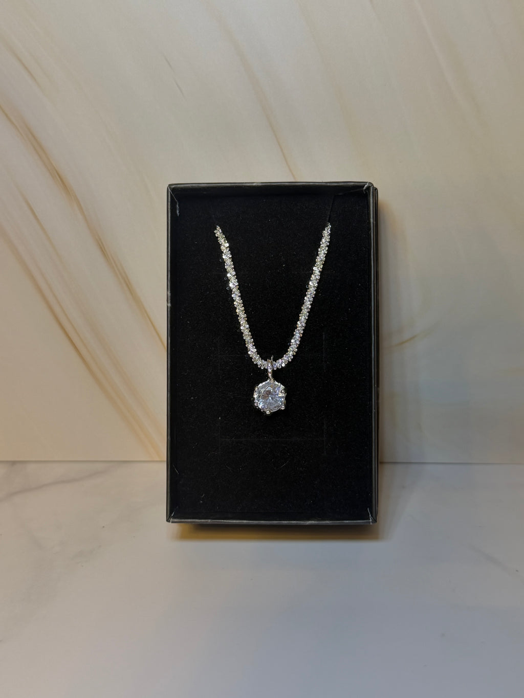 Crystal Luxe 925 Silberkette + Gratis Rosenstrauß
