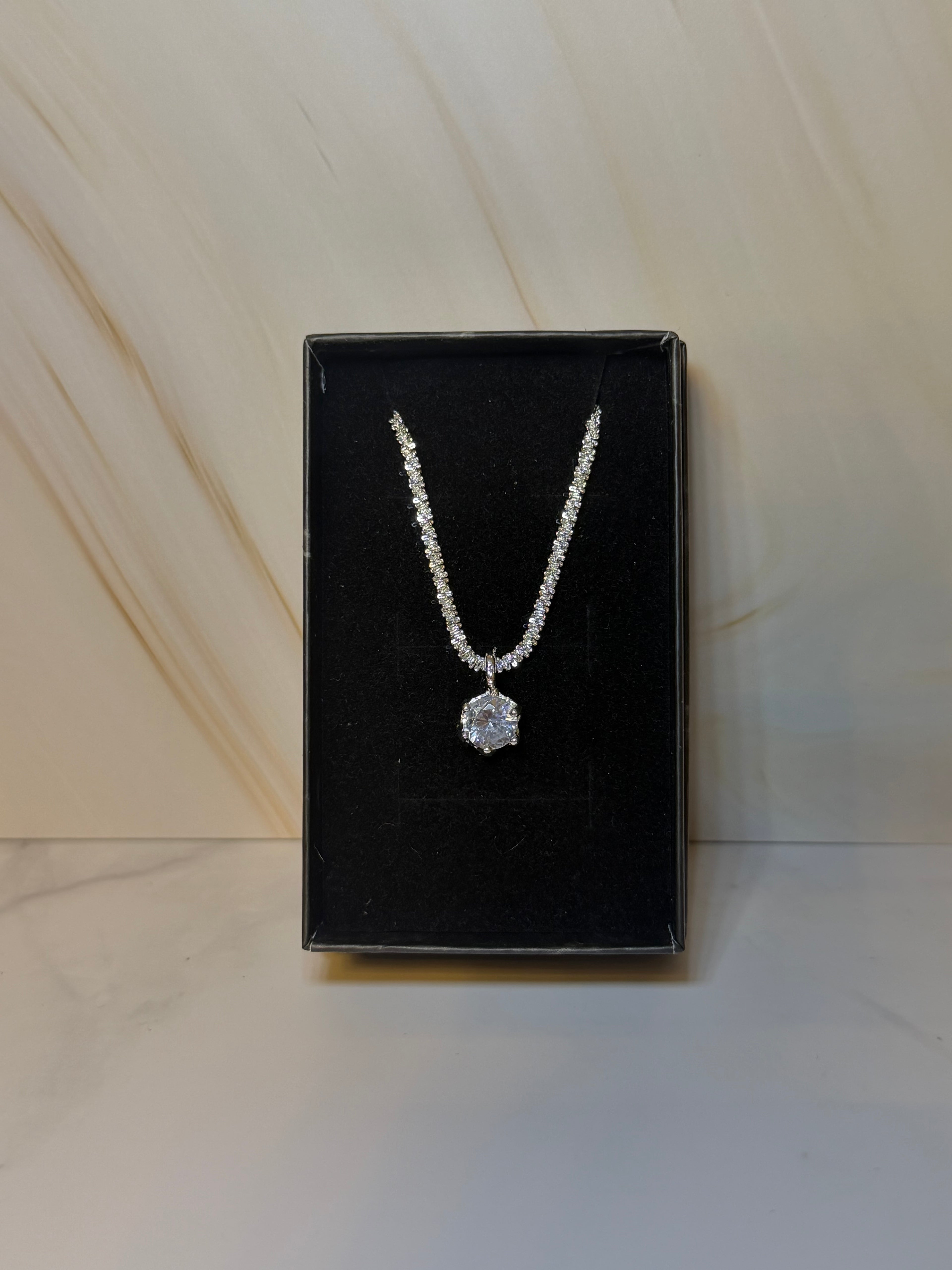 Crystal Luxe 925 Silberkette + Gratis Rosenstrauß