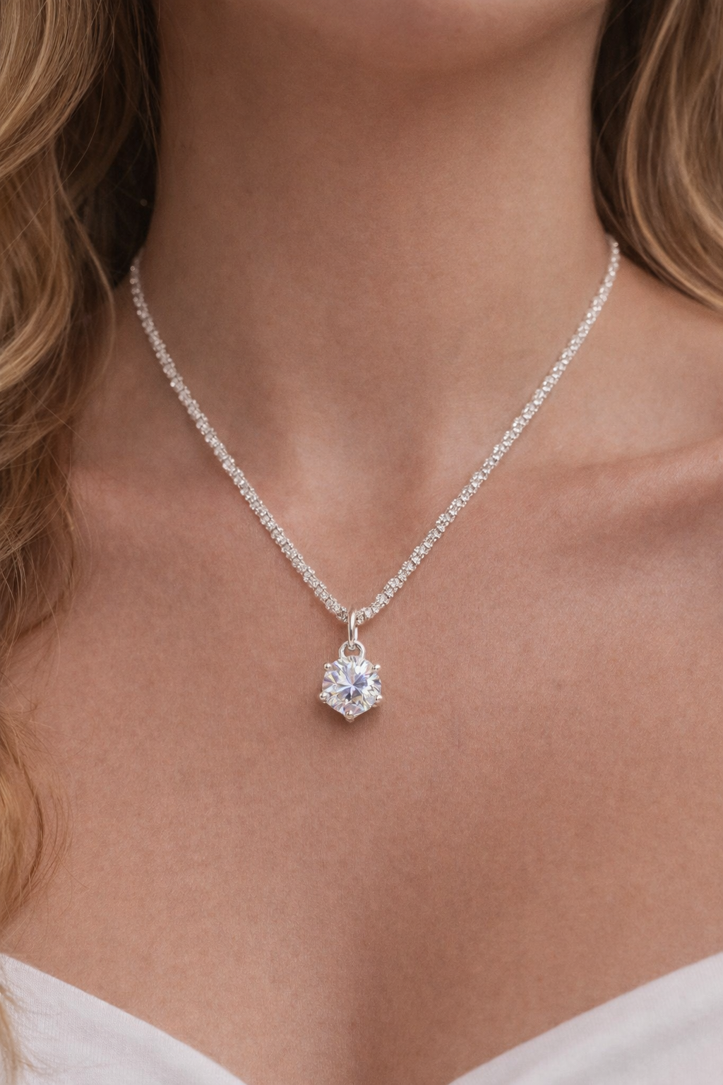 Crystal 925 Silberkette + Gratis Rosenstrauß