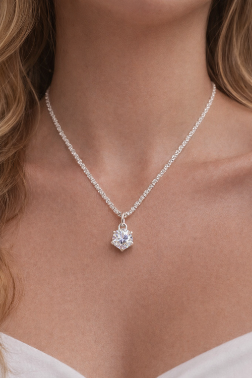 Crystal Luxe 925 Silberkette + Gratis Rosenstrauß